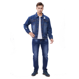 Nouveau enduit coton Denim longue veste hommes Duffle décontracté couleur unie col montant fermeture à glissière avant Logo - Product Image 5
