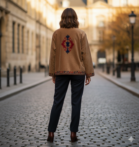 Veste en velours brodée Suzani réversible, écologique, décontractée, pour l'hiver, avec doublure en coton, design respirant pour femmes - Product Image 2