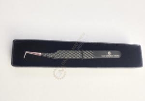 Pinzas de extensión de pestañas de 90 grados, punta de diamante en polvo, de acero inoxidable, logotipo personalizado, agarre fuerte, pinzas para pestañas voluminosas - Product Image 4
