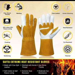 Guantes de trabajo originales de piel de cabra resistentes para hombre, transpirables para uso al aire libre en construcción, almacén, jardinería - Product Image 2