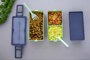 Boîte à lunch en plastique à 2 étages, rectangulaire, pour le stockage des aliments, boîte bento, approvisionnement en vrac - Product Image 5