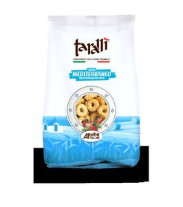Taralli Mediterráneo, Aperitivo Crujiente Horneado en Forma de Anillo, Estilo Italiano, Salado, a Base de Trigo, Paquete Individual - Product Image 1