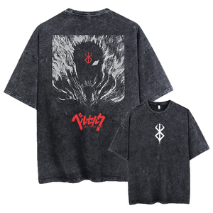 Camiseta de punto con lavado ácido personalizada para hombre, estilo vintage, estampada, 100% algodón, ecológica, transpirable, para verano. - Product Image 3