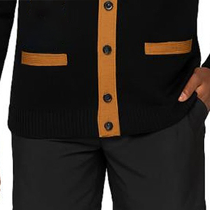 Add 1906 Alpha LOGO Alta calidad Premium Unisex Varsity Cardigan Suéter con cuello en V Tela de punto negra y dorada Soroities Uniforme - Product Image 4