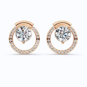 Round Cut Lab Grown Diamond <b>Halo</b> Stud <b>Earrings</b> 14K Solid Gold Fine Jewelry Wedding Party Bridal Gift for Lovers - Product Image 6