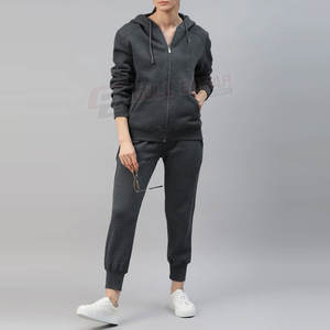 Ropa informal deportiva para mujer, sudadera con cremallera, conjunto de chándal para correr, algodón transpirable, poliéster, para invierno, cuello con capucha - Product Image 4