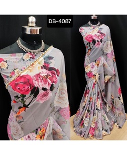 Ropa étnica india Heavy Georgette Saree con patrón de diseñador Blusa Piezas para mujeres Sari Colecciones Wedding Festival Wear - Product Image 1