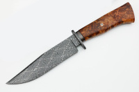 Personnalisé fait à la main San Mai Damas nouveau modèle manche en bois couteau de chasse survie en plein air Camping couteaux gaine en cuir
