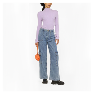 Pantalon en jean large confortable pour femmes, pantalon en jean taille haute longueur cheville pour femmes, fabricants OEM - Product Image 2