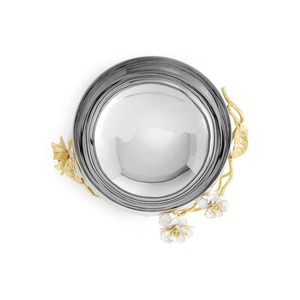 Juego de 3 cuencos decorativos bajos de orquídeas, piezas elegantes con acabado plateado, perfectas para la Mesa de la oficina en casa o para uso en fiestas de la India - Product Image 3