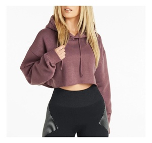 Sudadera Corta Extra Grande de Felpa Francesa para Mujer, Personalizable con Logotipo OEM, para Deportes de Invierno, Gimnasio, Algodón, Lisa - Product Image 1