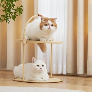 Luxury Stylus Solid Wood Cat Scratcher Table Premium Finish Raised Frame Button Closure Modern Animal Pattern for Living Room - Product Image 2