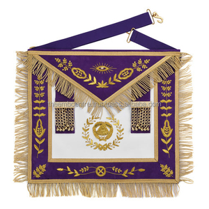 Tablier de Maître Maçon de Grande Lodge en Cuir d'Agneau de Qualité Supérieure avec Broderie en Fil d'Or et Bordure en Velours - Product Image 5