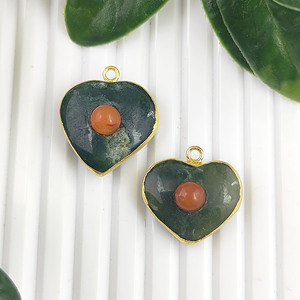 Pendentif cœur gonflé en pierres précieuses 16-20mm plaqué or double pierre faisant des colliers fins bijoux cadeau parfait haut - Product Image 5