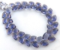 Perles de grenat facettées en verre hydrofuge naturel bleu de haute qualité, 10x7mm, brin de 7,5 pouces, pierres précieuses en vrac percées en diagonale