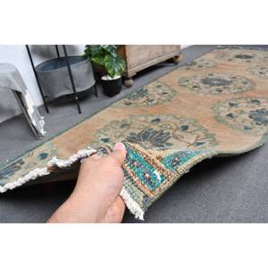 Alfombra turca vintage Beige verde 3,8X12,3 pies clásico área grande lana látex respaldo rectángulo Patchwork para pasillo para habitaciones - Product Image 3