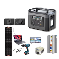 Station d'alimentation portable 500W LiFePO4 MPPT à onde sinusoïdale pure avec panneau solaire et lampe torche, batterie externe pour voiture, camping en extérieur et voyages autonomes