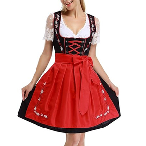 Wholesale Bavarian Oktoberfest Adult Costume German Beer Wench Dirndl Dress with Apron <b>Top</b> Component for Festival Cosplay - Product Image 5