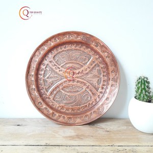 ถาดเสิร์ฟทองแดงถาดเสิร์ฟแบบกลมเคลือบหรูหราอุปกรณ์โรงแรมงานแฮนด์เมดดีไซน์เนอร์ขายส่ง - Product Image 1