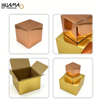 Caja de cartón corrugado con lámina dorada personalizable Huamao para embalaje de regalos y envíos al por mayor.