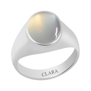 Anillo de hombre chapado en rodio con diseño geométrico de platino y piedra lunar de 14k (3.9 quilates o 4.25 ratti) - Product Image 1