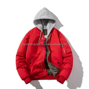 Blouson aviateur pour homme, grande taille, uni, hiver, décontracté, coupe-vent, parka rouge rose, vintage, tendance, veste de baseball, imperméable - Product Image 1