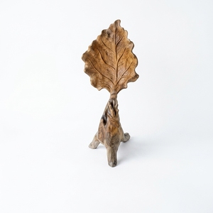 Godong Stand Handcrafted <b>Wooden</b> Leaf Sculpture <b>Rustic</b> Botanical Tabletop Decorative Artwork Stand Home Decor Display Accent - Product Image 1