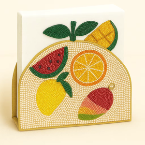 Porte-serviettes de designer unique avec fleur perlée brodée Fruits mélangés Broderie Table à manger Décor Caddy Finition élégante - Product Image 1