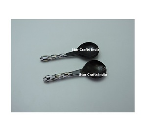 Ensemble de couverts en corne de dernière génération avec poignée, cuillère et fourchette décoratives pour salade, ustensiles de cuisine, vaisselle, couverts en corne - Product Image 6