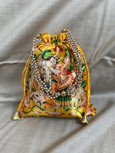 Bolsas Potli con Estampado de Radhe Krishnaji para Recuerdos de Boda, Suministros para Puja Hindú, Regalos de Inauguración de Casa, Bolsas de Prasad, Regalos para Damas de Honor - Product Image 4