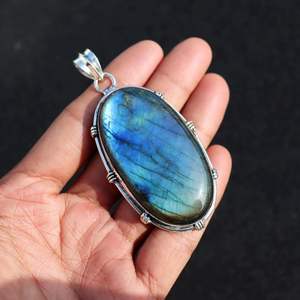 Colgante clásico de Plata de Ley 925, dijes finos con piedras preciosas de labradorita para fiestas y regalos - Product Image 2