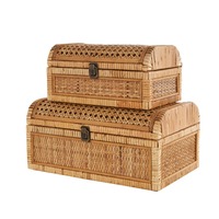 Ensemble de boîtes de rangement décoratives en rotin tissé à la main, boîte de rangement artisanale, écologique, naturelle, décoration intérieure et extérieure, vente en gros du Vietnam
