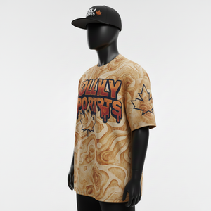 T-shirt ample pour homme, surdimensionné, tissu interlock en polyester 210 GSM, toucher doux, imprimé intégral, logo par sublimation, marron - Product Image 4