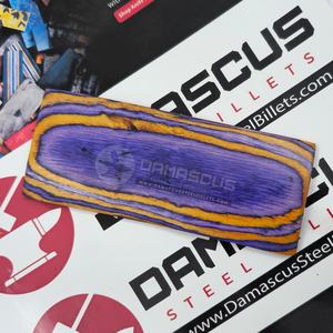 Pares de Escamas para Mango de Cuchillo, Color Morado Atardecer, Madera de Abedul Laminada Vibrante en Morado y Amarillo, Resina para Cuchillos Personalizados - Product Image 4