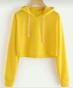 Sweat à capuche court en coton tricoté pour femmes col à capuche respirant pour adolescents automne/hiver et printemps - Product Image 1