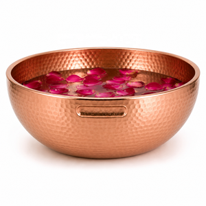 DIVRIS Double Wall Copper Plated Stainless Steel Pedicure Bowl Handcrafted Foot Spa Basin Nail Salon Wellness Centres Hotels - Product Image 2