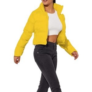 <b>Women's</b> Fashionable Short <b>Puffer</b> <b>Jacket</b> Trendy <b>Cropped</b> Bubble Coat Lightweight for Sleek Seasonal Glow - Product Image 4