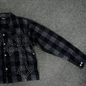 Camisa de Franela de Manga Larga con Cuello en V para Hombre, de Alta Calidad, Corte Regular, con Pedrería, Ecológica, de Poliéster/Algodón, Informal - Product Image 2