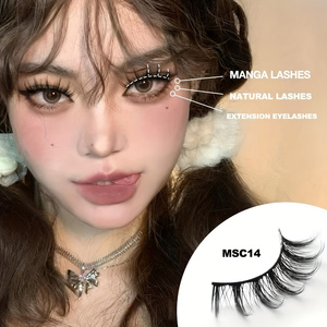 Set de 10 Pares de Pestañas Postizas 3D Voluminosas Semimanuales de 0.07mm de Grosor Diseñadas para un Look Dramático con Aspecto Desordenado y Denso - Product Image 3