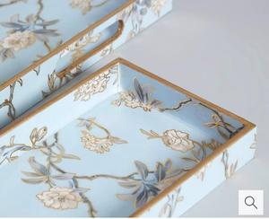 Bandeja artesanal India hecha a mano bandeja de madera rectangular de 14x10 pulgadas con arte impreso vibrante para comida y decoración - Product Image 4