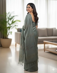 Sari en soie Katan de qualité supérieure multicolore pour femmes, cérémonie de mariage, tenue de soirée, occasion festive, vêtements traditionnels indiens en provenance d'Inde - Product Image 3