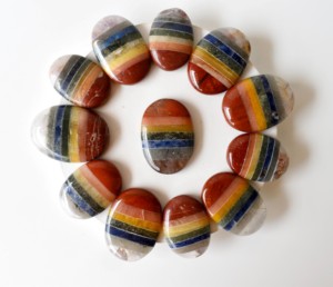 Wholesale Multicolor Chakra Real Crystal Worry Stones Natural Agate Polished Carved Bonded Decoration Thumb stone - Product Image 1