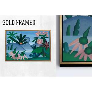 Toile imprimée : Art mural abstrait moderne bleu et vert, 1P Goldframedcanvas - Product Image 1