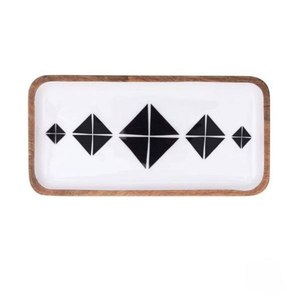 Juego de bandejas de servir de madera ecológicas con tazón, juego de servidores de ensalada con diseño impreso en esmalte, vajilla, juego de decoración para el hogar al mejor precio - Product Image 6