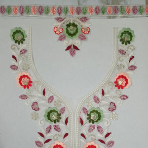 Patch de col en filet brodé de style nuptiale avec paillettes brillantes pour robe de mariée blouse saree kurti décolleté vêtements de mode - Product Image 3