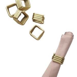 Anneaux de serviette en métal carré doré de qualité supérieure magnifiquement conçus pour les banquets, les mariages, les fêtes de Noël - Product Image 6