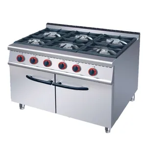 catering equipment for commercial kitchen 6 Burner Gas Range With Cabinet
