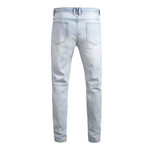 High Street Style New Fashion Men's Slim Straight Jeans Diseño personalizado Cintura media Botón Cierre de mosca Pantalones de mezclilla de calidad Precio bajo - Product Image 2
