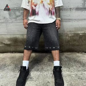 Shorts en laine personnalisés pour hommes, jorts streetwear Y2K, coupe droite classique, été décontracté, taille élastique, 100% coton uni - Product Image 3