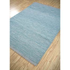 พรมขนสัตว์ผสมปอกระเจาสีน้ำเงินแบบทอเรียบ ขนาดใหญ่ 9x12 ฟุต รูปทรงสี่เหลี่ยมผืนผ้า ทำด้วยมือ สำหรับทางเข้าบ้าน ลายแบบนามธรรม เหมาะสำหรับใช้ในโถงทางเดิน - Product Image 2